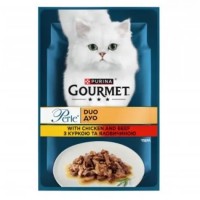 Gourmet Perle Duo, вологий корм для котів з куркою та яловичиною, 85 г