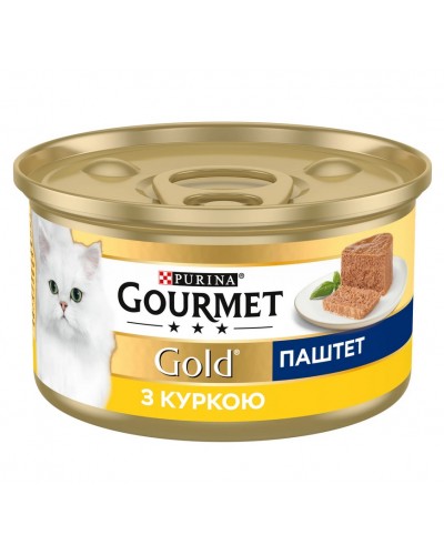 Вологий корм Purina Gourmet Gold для дорослих кішок з куркою, паштет, 85 г