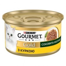 Вологий корм Purina Gourmet Gold Соковита насолода, з куркою, шматочки у підливці, 85 г
