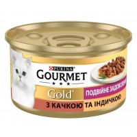Вологий корм Purina Gourmet Gold Подвійне задоволення, з качкою та індичкою, шматочки у підливці, 85 г