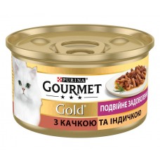 Вологий корм Purina Gourmet Gold Подвійне задоволення, з качкою та індичкою, шматочки у підливці, 85 г