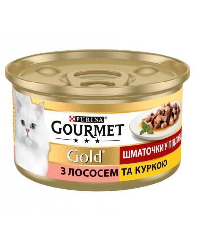 Вологий корм Purina Gourmet Gold для котів, з лососем і куркою, шматочки в соусі, 85 г