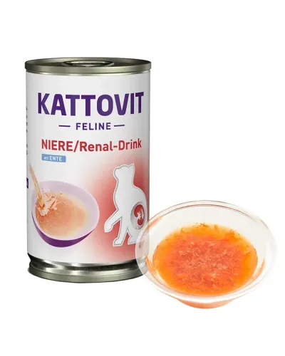 Лікувальний напій для котів із захворюваннями нирок, Kattovit Veterinary Niere Renal Drink, з качкою, 135 г