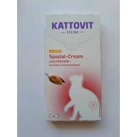 Kattovit Feline Renal (Low Protein) paste with chicken, кремові снеки для котів при хворобах нирок, з куркою, 6 стіків по 15 г