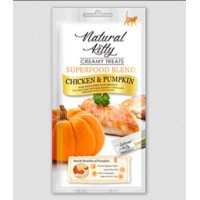 Ласощі для котів Natural Kitty Creamy Treats Superfood Blend: курка та гарбуз, в желе, 4 стіки по 12 г