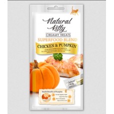 Ласощі для котів Natural Kitty Creamy Treats Superfood Blend: курка та гарбуз, в желе, 4 стіки по 12 г