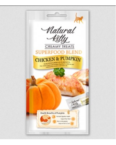 Кремові ласощі для котів від Natural Kitty: курка і гарбуз, 4 стіки Кремові ласощі для котів від Natural Kitty: курка і гарбуз, 4 стіки