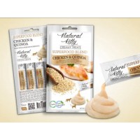 Ласощі для котів Natural Kitty Creamy Treats Superfood Blend: курка і кіноа, в желе, 24 стіки по 12 г