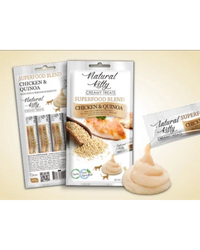 Кремові ласощі для котів від Natural Kitty: курка і кіноа, 24 стіки Кремові ласощі для котів від Natural Kitty: курка і кіноа, 24 стіки