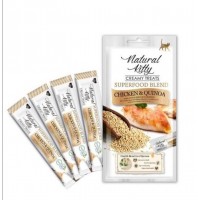 Ласощі для котів Natural Kitty Creamy Treats Superfood Blend: курка і кіноа, в желе, 4 стіки по 12 г
