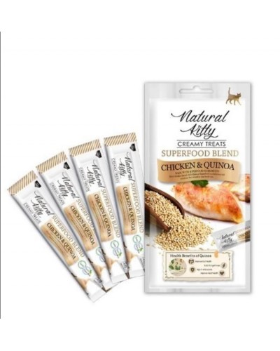 Кремові ласощі для котів від Natural Kitty: курка і кіноа, 4 стіки Кремові ласощі для котів від Natural Kitty: курка і кіноа, 4 стіки