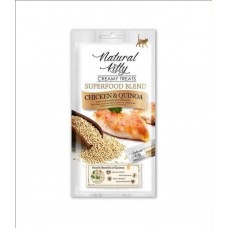 Ласощі для котів Natural Kitty Creamy Treats Superfood Blend: курка і кіноа, в желе, 4 стіки по 12 г
