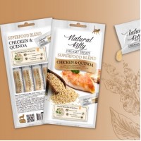 Ласощі для котів Natural Kitty Creamy Treats Superfood Blend: курка і кіноа, в желе, 4 стіки по 12 г