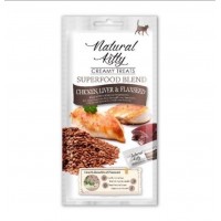 Ласощі для котів Natural Kitty Creamy Treats Superfood Blend: курка, печінка і насіння льону, в желе, 4 стіки по 12 г
