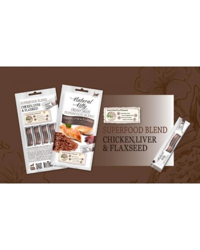 Ласощі для котів Natural Kitty Creamy Treats Superfood Blend: курка, печінка і насіння льону, 4 стіки Ласощі для котів Natural Kitty Creamy Treats Superfood Blend: курка, печінка і насіння льону, 4 стіки