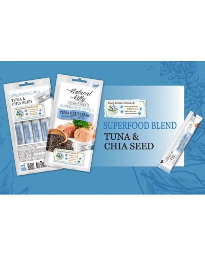 Ласощі для котів Natural Kitty Creamy Treats Superfood Blend: тунець і чіа, 24 стіки Ласощі для котів Natural Kitty Creamy Treats Superfood Blend: тунець і чіа, 24 стіки