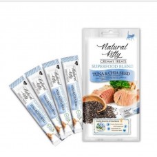 Ласощі для котів Natural Kitty Creamy Treats Superfood Blend: тунець і чіа, в желе, 4 стіки по 12 г