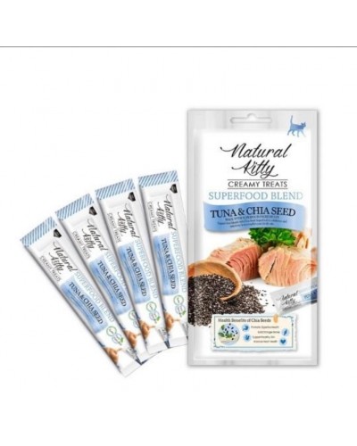 Ласощі для котів Natural Kitty Creamy Treats Superfood Blend: тунець і чіа, 4 стіки Ласощі для котів Natural Kitty Creamy Treats Superfood Blend: тунець і чіа, 4 стіки