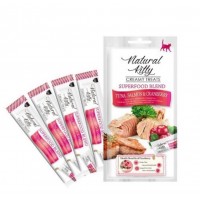 Ласощі для котів Natural Kitty Creamy Treats Superfood Blend: лосось, тунець і журавлина, в желе, 4 стіки по 12 г