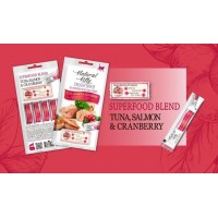 Ласощі для котів Natural Kitty Creamy Treats Superfood Blend: лосось, тунець і журавлина, в желе, 4 стіки по 12 г