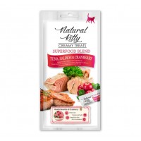 Ласощі для котів Natural Kitty Creamy Treats Superfood Blend: лосось, тунець і журавлина, в желе, 4 стіки по 12 г