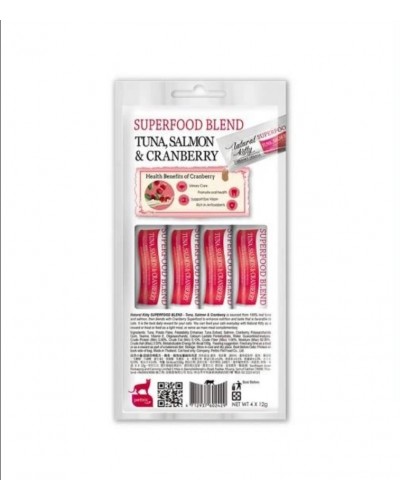 Ласощі для котів Natural Kitty Creamy Treats Superfood Blend: лосось, тунець і журавлина, 4 стіки Ласощі для котів Natural Kitty Creamy Treats Superfood Blend: лосось, тунець і журавлина, 4 стіки