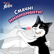 Кремові ласощі для котів Purina Felix Deli Moments, Фелікс Смачні моменти, з лососем, 4 стіки по 10 г