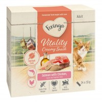 Feringa Vitality Creamy Snack, кремові ласощі для котів, з лососем та куркою, 24 стіки по 10 г