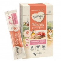 Feringa Vitality Creamy Snack, кремові ласощі для котів, з лососем та куркою, 24 стіки по 10 г