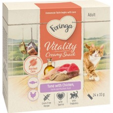 Feringa Vitality Creamy Snack, кремові ласощі для котів, з тунцем та куркою, 24 стіки по 10 г