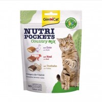 GimCat Nutri Pockets Country Mix, ласощі для котів, хрусткі подушечки, індичка/качка/яловичина, 150 г