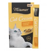 Miamor Cat Cream Chicken & Cheese, кремові ласощі для котів, курка з сиром, 6 стіків по 15 г
