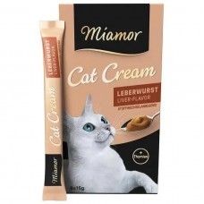 Miamor Cat Cream Leberwurst, кремовое лакомство для кошек, ливерная колбаса, с тимьяном, 6 стиков по 15 г