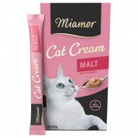 Miamor Cat Cream Malt-Cream, кремові ласощі для котів з мальтозною пастою, для виведення шерсті, 6 стіків по 15 г