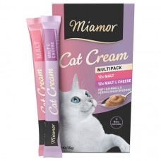 Miamor Cat Cream Multipack Malt-Cream & Malt-Cheese, кремові ласощі для котів, для виведення шерсті, 2 смаки по 12 стіків (24х15 г)