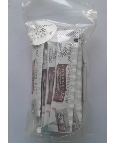 Ласощі для котів Natural Kitty Creamy Treats Superfood Blend: курка, печінка і насіння льону, 24 стіки