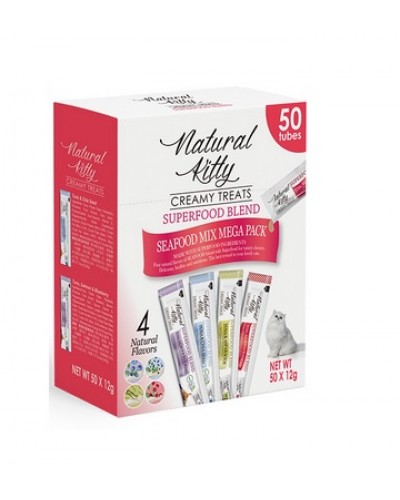 Natural Kitty Creamy Treats, кремові ласощі для котів, 4 види з рибою