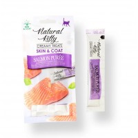 Natural Kitty Skin & Coat, функціональні крем-снеки для котів для здоров'я шкіри та шерсті, пюре з лосося, 4 стіки по 12 г