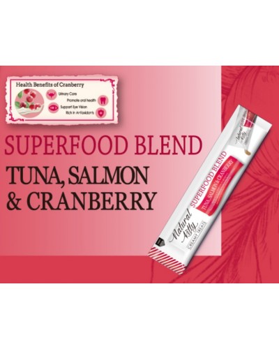 Ласощі для котів Natural Kitty Creamy Treats Superfood Blend: лосось, тунець і журавлина, 1 стік