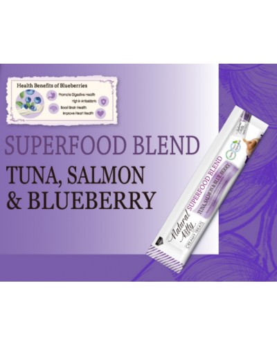 Ласощі для котів Natural Kitty Creamy Treats Superfood Blend: лосось, тунець і чорниця, 24 стіки Ласощі для котів Natural Kitty Creamy Treats Superfood Blend: лосось, тунець і чорниця, 24 стіки