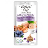 Ласощі для котів Natural Kitty Creamy Treats Superfood Blend: лосось, тунець і чорниця, в желе, 4 стіки по 12 г
