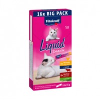 Vitakraft Cat Liquid Snack Big Pack, кремові ласощі для котів, 2 смаки, з куркою та з яловичиною, 16 стіків по 15 г