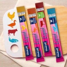 Vitakraft Cat Liquid Snack Big Pack, кремові ласощі для котів, 2 смаки, з куркою та з яловичиною, 16 стіків по 15 г