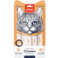 Wanpy Creamy Lickable Treats Chicken & Crab, кремові ласощі для котів, з куркою та крабом, 5 стіків по 14 г