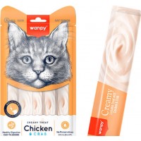  Wanpy Creamy Lickable Treats Chicken & Crab, кремові ласощі для котів, з куркою та крабом, 5 стіків по 14 г