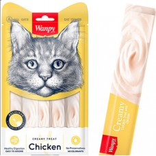  Wanpy Creamy Lickable Treats Chicken, кремові ласощі для котів, з куркою, 5 стіків по 14 г