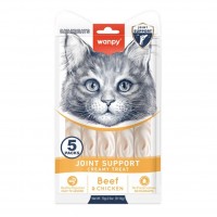 Wanpy Functional Creamy Treat Joint Support, функціональні крем-снеки для догляду за суглобами у котів, з яловичиною і куркою 5 стіків по 14 г