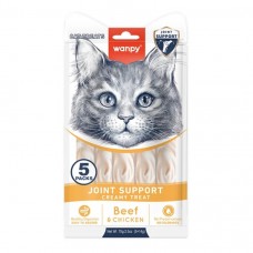 Wanpy Functional Creamy Treat Joint Support, функціональні крем-снеки для догляду за суглобами у котів, з яловичиною і куркою 5 стіків по 14 г