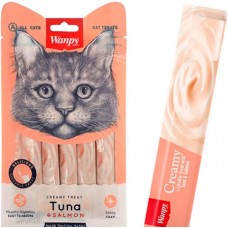  Wanpy Creamy Lickable Treats Tuna & Salmon, кремові ласощі для котів, з тунцем і лососем, 5 стіків по 14 г