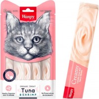  Wanpy Creamy Lickable Treats Tuna & Shrimp, кремові ласощі для котів, з тунцем і креветками, 5 стіків по 14 г